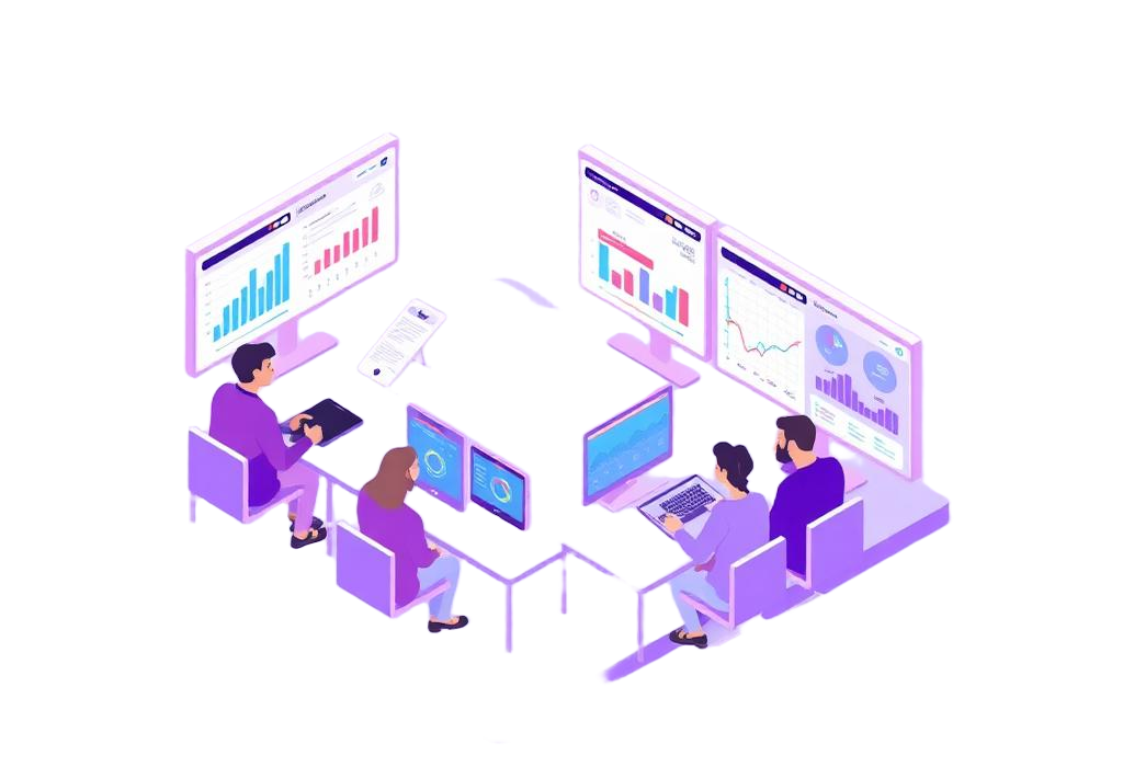 Team analyzing dashboards